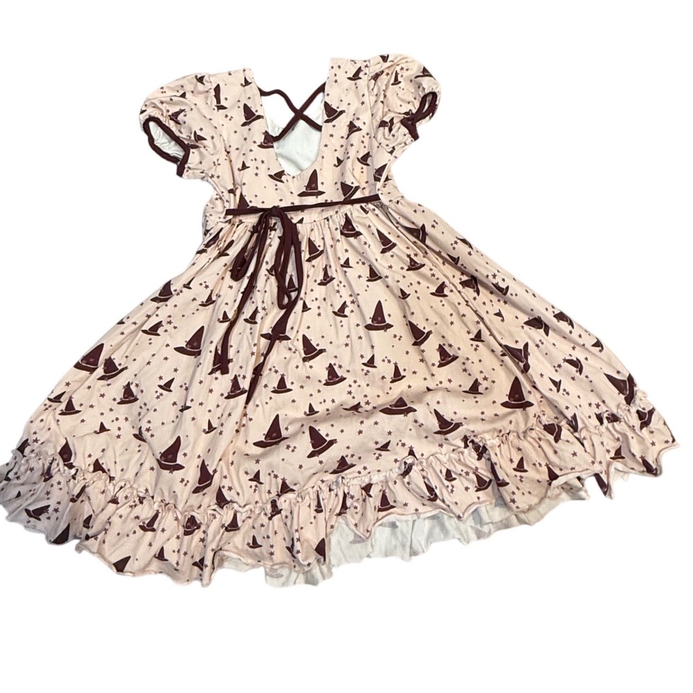 Sweet Honey Kids Girls 10Y Pink Witch Hat Stars Ruffle Hem Dress